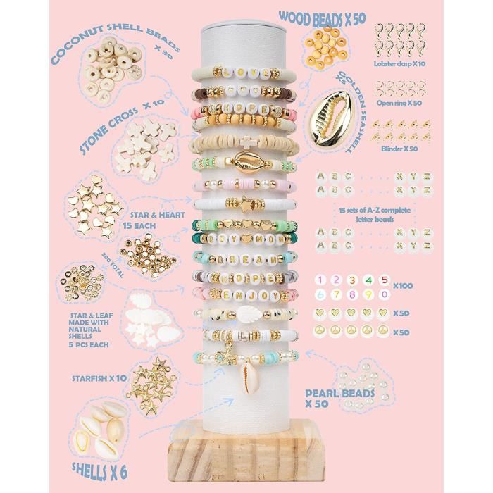 Perles pour Bracelet , 7200+ perles de pierre noire en argile de 6 mm,kit  de 2 boîtes de bricolage pour la fabrication de bracelets - Cdiscount Jeux  - Jouets