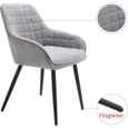 Sigtua Chaise de salle à manger, fauteuil lounge, tissu confortable et respirant, accoudoir dossier, style simple - Gris-2