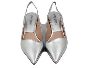 Escarpins Bourne En Cuir Argenté Avec Strass - Taille 40 - Talon Aiguille - Occasion TB