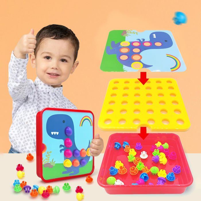 Jouet éducatif 2 3 4 5 Ans Jeu De Mosaïque En Bois Pour Enfants Ryvera - 240 Crayons Champignons