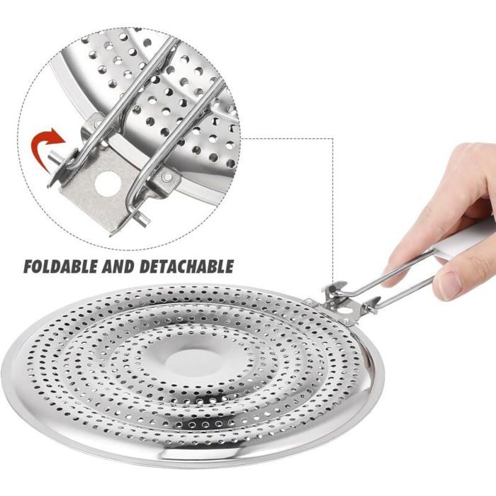 Grourarty Plaque Diffuseur Chaleur Inox Avec Poignée - 20 Cm Pour Induction Et Gaz