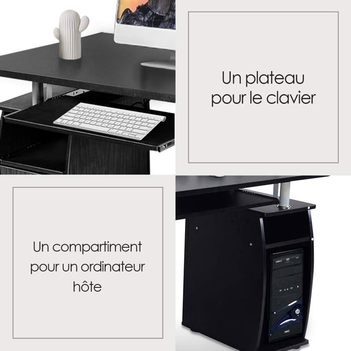 Giantex bureau d'ordinateur avec support pour écran, table de travail avec tiroir et 2 étagères, en bois et cadre en métal, 120 x 56 x 90,5 cm, marron rustique