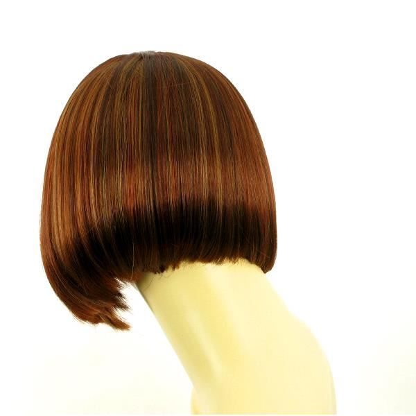 Perruque Femme Mi-longue Châtain Cuivré Méché Blond Clair ABBY - Synthétique - Neuf Avec étiquettes
