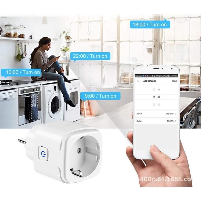 2Pcs Prise Connectee Wifi, 16A Compatible Avec Android Ios  Alexa Google  Home Assistant Courant Programmable