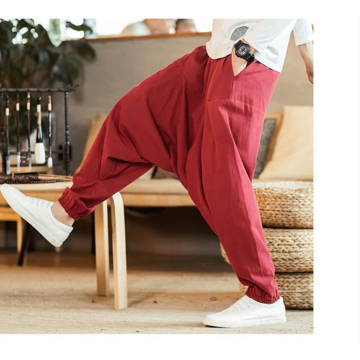 Sarouel Hommes en Coton Lin CZ™ - Pantalon de Jogging Rétro Baggy