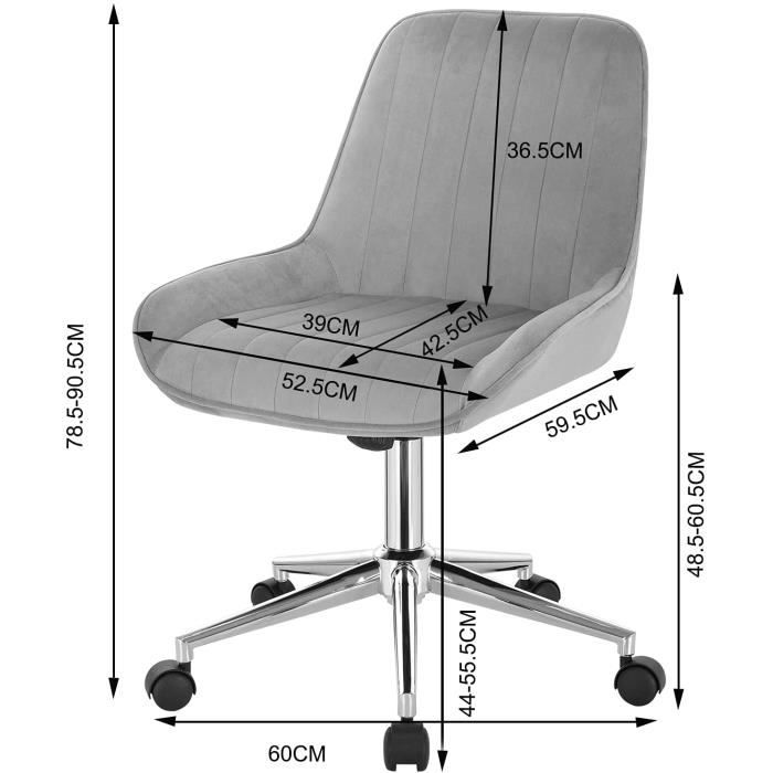 Chaise De Bureau À Roulettes-fauteuil De Bureau En Velours-tabouret  Pivotant Et -rose - Chaise - Fauteuil bureau BUT