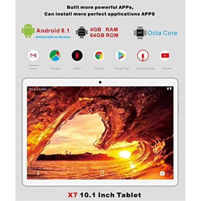 Tablette Tactile - 4G - 10 Pouces Android 8.12