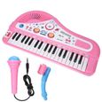 37 Instrument de piano électrique à clavier avec jouet éducatif pour enfants (rose)-3