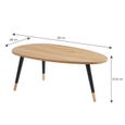 Table basse - BAÏTA - Gamme ORGANIC - Effet chêne et noir - L 88 x P 48 x H 34cm-3