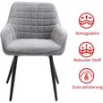 Sigtua Chaise de salle à manger, fauteuil lounge, tissu confortable et respirant, accoudoir dossier, style simple - Gris-3