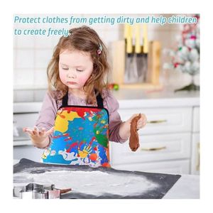 Tablier Peinture Enfant MOECSHSY – Imperméable, Manches Longues, Poche, Tailles M/L/XL (1-12 Ans) – Design Graffiti Amusant