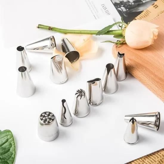 Kit Poche à Douille Réutilisable - 6 Douilles Inox, 2 Poches Silicone - Pour Décoration Gâteaux Et Cupcakes