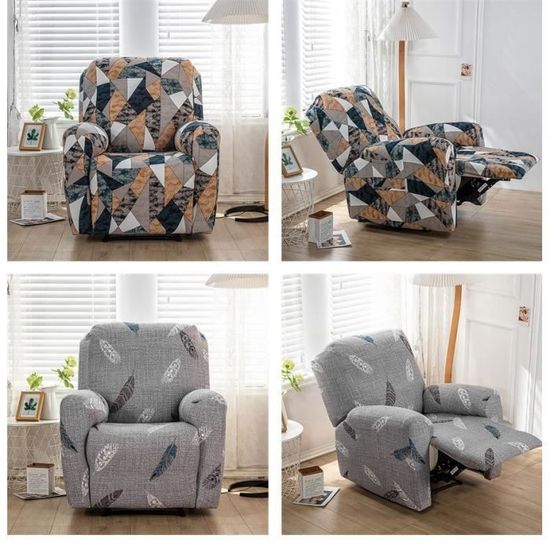 SDNAM Housse Fauteuil Relax Extensible 1 Place - Protection Inclinable Avec Poche - #1