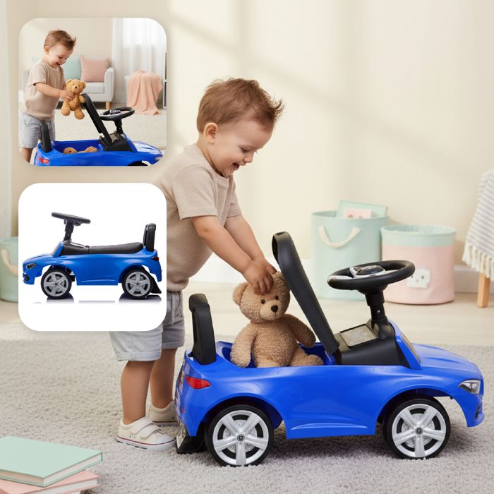 Porteur Enfant Avec Volant & Klaxon & Son De Moteur, Voiture Mercedes Benz Enfant Avec Coffre A Jouets Dispositif Anti Basculement Charge 25kg Pour 1 3 Ans Noir