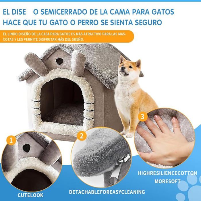 Maison Pour Chat, Lit Grotte Pour Chat Chaud 2 En 1, Tente Pour Chat