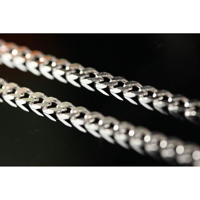 Chaîne Homme Argent 925 - Gourmette Maille Solide - Longueur 55 Cm - Bijou élégant