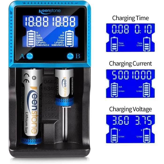 Chargeur Piles Rechargeable 18650 Chargeur Universel,Grand Ecran LCD pour  surveiller Adapté Ni-MH Ni-CD AA AAA Li-ION LiFePO4 IMR - Cdiscount  Bricolage