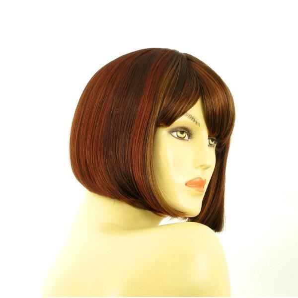 Perruque Mi-longue Châtain Cuivré Méché Blond Clair Abby - Neuf Avec étiquettes
