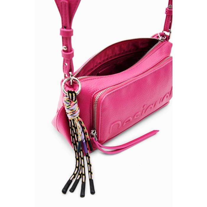 Sac a bandouliere DESIGUAL 23WAXP65 Rose Tissu uni effet cuir Plusieurs poches Rose Cdiscount Bagagerie Maroquinerie