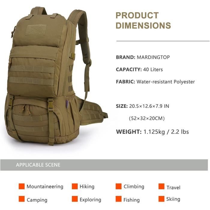 Mardingtop 40L Sac Dos Militaire Tactique Pour Randonn e Voyage
