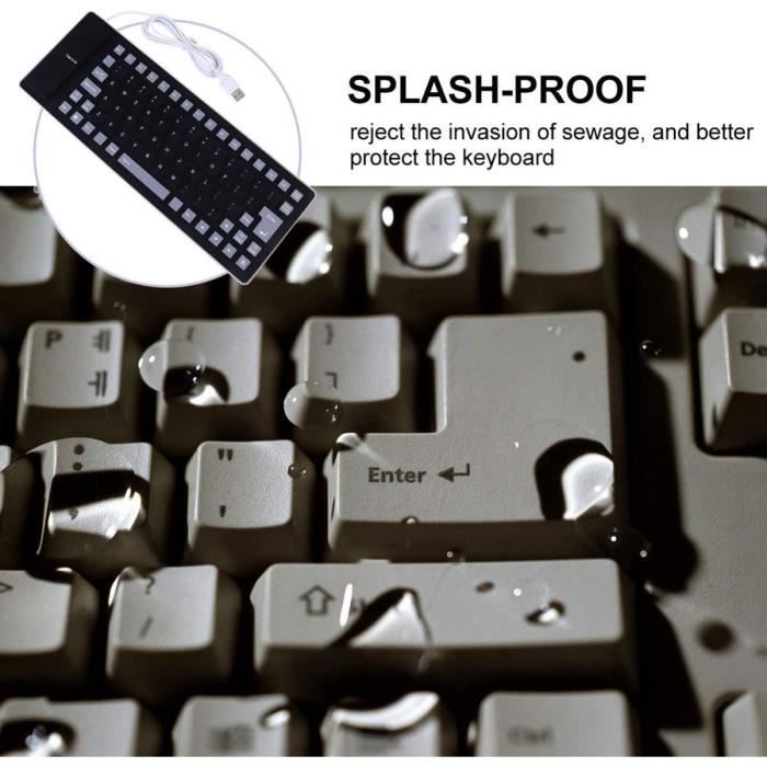 Clavier Silicone Enroulable USB 85 Touches - Silencieux, étanche, Portable Pour PC Et Ordinateur Portable