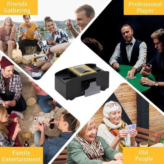 Melangeur De Cartes électronique Automatique - 1 Ou 2 Jeux De 52 - Noir - USB Ou Piles AA - Poker, Uno, Blackjack