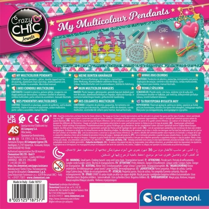 Clementoni Crazy Chic, 18584, My Moonlight Pendants, Juego Pulseras y Abalorios Infantil, a Partir de 7 años, Multicolor
