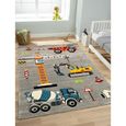 the carpet Monde Kids Tapis moderne doux pour enfants - Couleurs vives - chantier de construction, pelleteuse - 80 x 150 cm-0