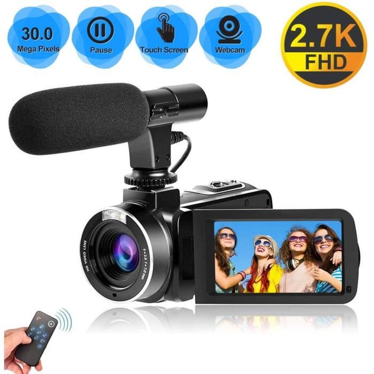 Caméscope 5K 64MP Avec WiFi - Zoom 18X, Vision Nuit, Écran Tactile 3", Idéal Pour Vlogging, YouTube
