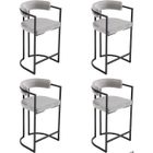 WAHSON OFFICE CHAIRS WAHSON Tabouret de Bar Lot de 4 Tabouret de Bar en Velours, Chaise Haute de Bar avec Pieds en Métal pour îlot de Cuisine, Gris