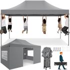 LUCKZON Tonnelle Pliante 3x4.5m - Tonnelle de Jardin étanche Stable avec 4 Parois latérales pour Réception Jardin - Gris