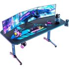 CAROMA Bureau Gaming HIMIMI - 160cm - Ergonomic Bureau Informatique avec Tapis de Souris Complet & Gaming Rack Noir