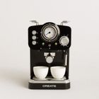 Machine à café expresso THERA retro IKOHS Vintage Noir 1100W 15bar 2 sorties buse vapeur Capuccino