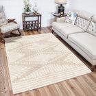 LIVABLISS Tapis de Salon à Poils Longs Doux Shaggy Bohème NURIA 160x220cm Blanc/Beige