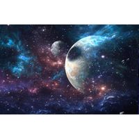 Papier Peint Photo INTISSÉ-(181433)-PLANÈTES ET GALAXIES-350x260 cm-7 lés-Mural Poster Géant XXL-Univers-Espace Comète Lune Terre 