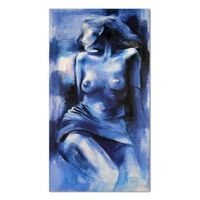 Tableau sur toile Image Art déco Cadre mural Canevas  Nu féminin bleu  70x100