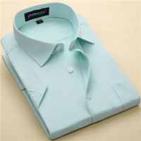 Chemise-chemisette,Chemise à manches courtes pour hommes,grande taille S à 8xl,coupe régulière,col rabattu,sergé-uni- DX10072[F50]