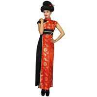 Déguisement Costume Chinoise Femme - Ptit Clown - Taille L-XL - Couleurs Noir, Rouge et Doré Or
