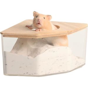 MAISON DE TOILETTE Décor d'habitat, Contenant de Bain de Sable de Hamster 5,91x5.91x3,15 Pouces Boîte de Toilette de Hamster Small Animal Room