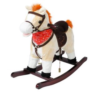 JOUET À BASCULE Cheval à bascule peluche bois son et mouvements JOUET À BASCULE Cheval à bascule peluche bois son et mouvements