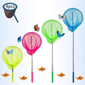 MYCreator Lot de 4 Filets de pêche télescopiques en Forme de Papillon avec Attrape-Insectes pour Enfants Extensible de 38,1 cm à 83,8 cm 