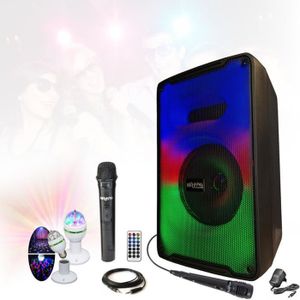 JYX Karaoke Complet avec 2 Microphones sans Fil, Portable Karaoké Enceinte  pour Adultes et Enfants, Karaoke Professionnel avec DJ Lumière pour