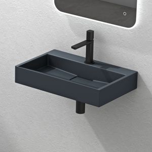 Lavabo Céramique Noir Mat à Poser LuxeBath - Dimensions 600x425x145 Mm - Vasque Ovale Moderne Pour Salle De Bain