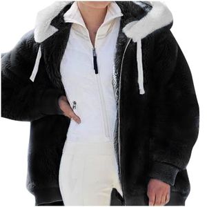 MANTEAU - CABAN OS manteau femme Veste à capuche zippée ample et chaude d'hiver de grande taille Black