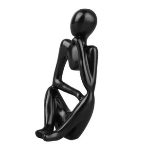 STATUE - STATUETTE ornement de penseur en résine Statue de penseur en résine, figurine de penseur abstraite, luminaire statuette Noir gauche