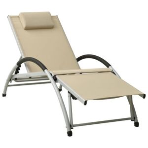 CHAISE LONGUE Chaise longue avec oreiller Textilène Crème 310530
