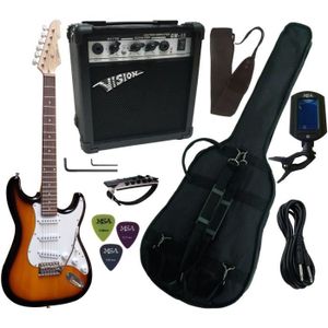 GUITARE PACK GUITARE Electrique, Ampli15W, Accordeur électronique..(7 Accessoires) (sunburst) 