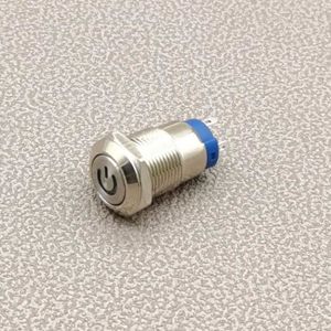 INTERRUPTEUR Power Symbol-3-6V-Momentary Self-reset-LED White -Interrupteur à bouton poussoir métallique étanche,12mm,symbole de lampe,verroui