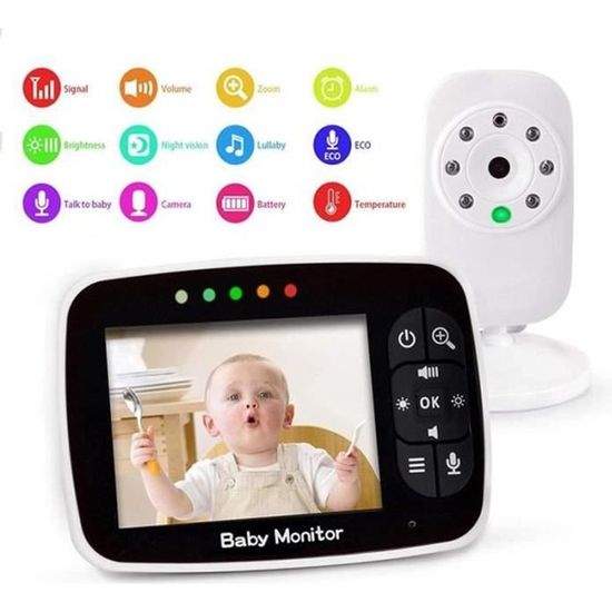 Bébé Moniteur 3.5 Inches LCD Couleur Babyphone Caméra Vidéo Bébé Surveillance 2.4 GHz Bidirectionnelle Vision Nocturne