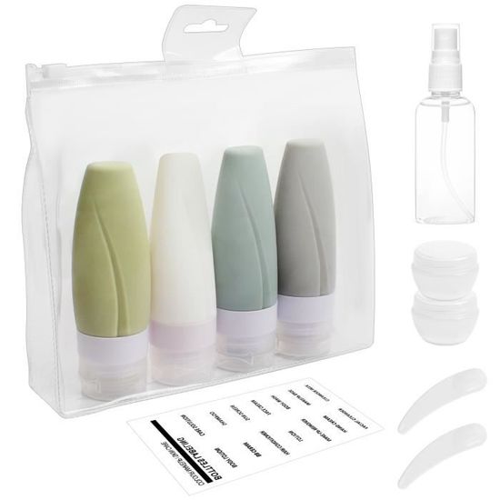 Lot De 9 Flacons De Voyage étanches 50ml Et 10ml - Spray, Pompe, Pots Crème, Pour Shampoing, Gel Douche, Cosmétiques